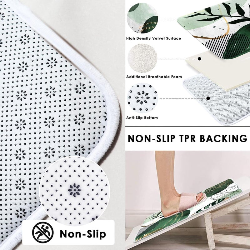 Tayney Sage Green Boho Shower Curtain Set with Toilet Lid Cover and Non-Slip Rugs, Mid Century Plant Abstract Olive 4 Pcs Modern Shower Curtain for Bathroom Set with 12 Hooks - Image 3